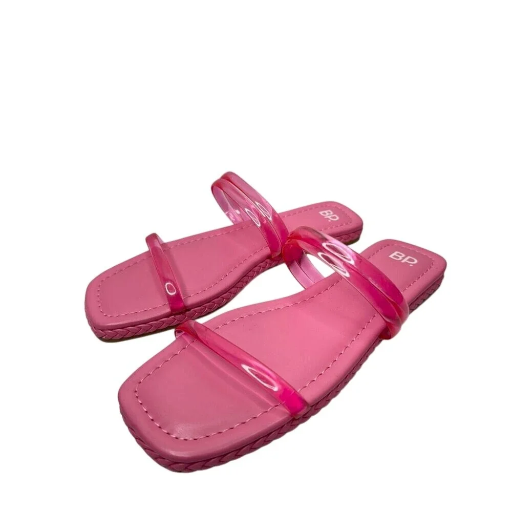 BP Viola Pink Jelly Slide Sandals Double Strap Square Toe Flats Size 12M